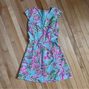 Lilly Pulitzer Pink and Green Leaf Print Mini Dress